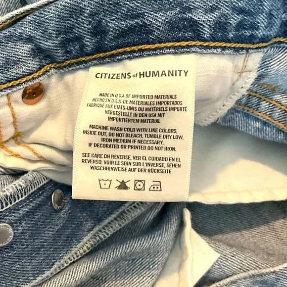 Citizens of Humanity Flavie Denim Trousers Light Blue Wash Size 25 Wide Leg - Picture 9 of 11